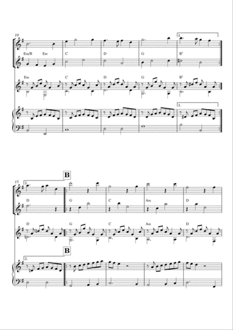 Melodious Instrumental Interlude 2'07 in E minor for 2 flutes, guitar and/or piano by Simon Peberdy image number null