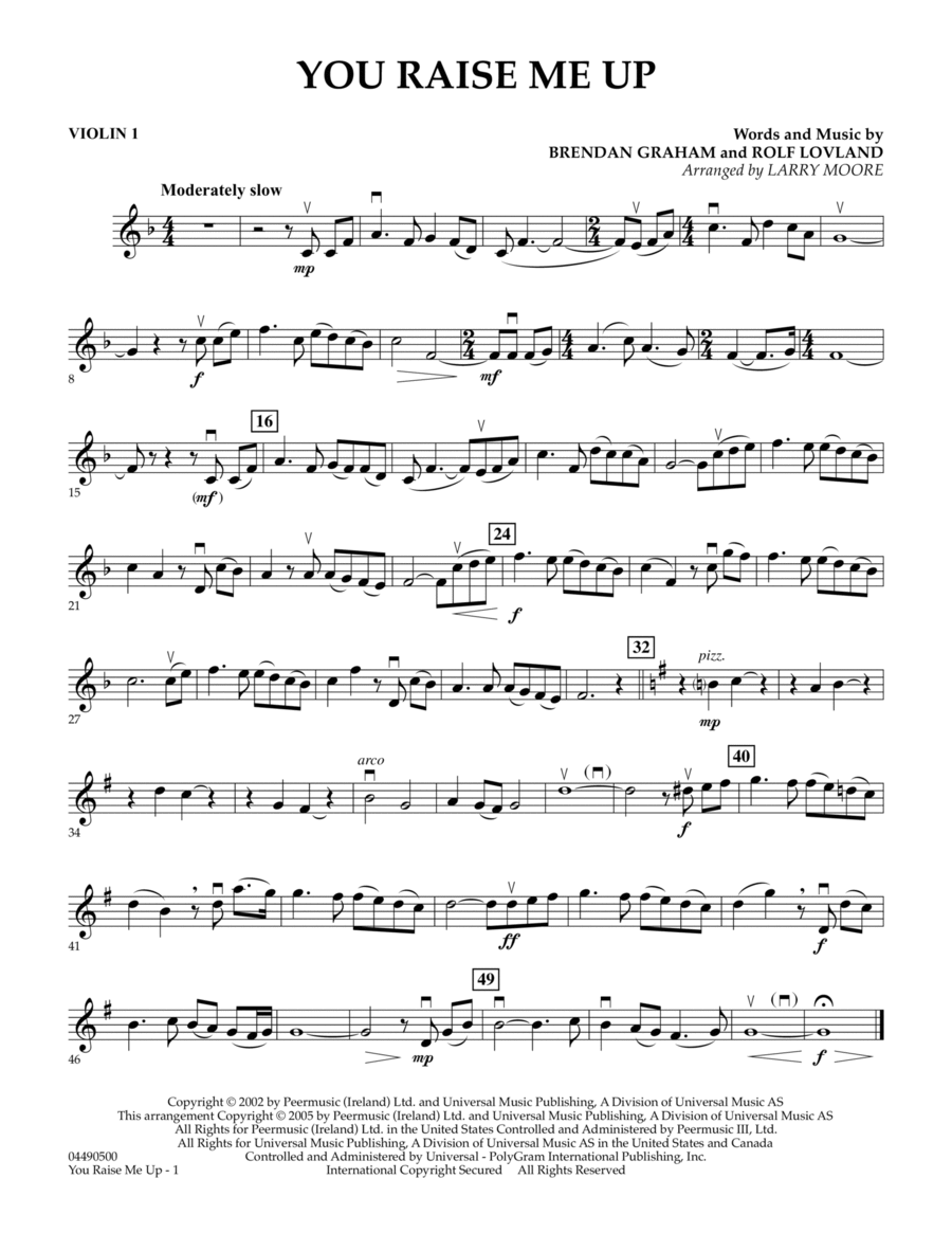 You Raise Me Up - Violin 1 String Quartet scores gallery preview page 1