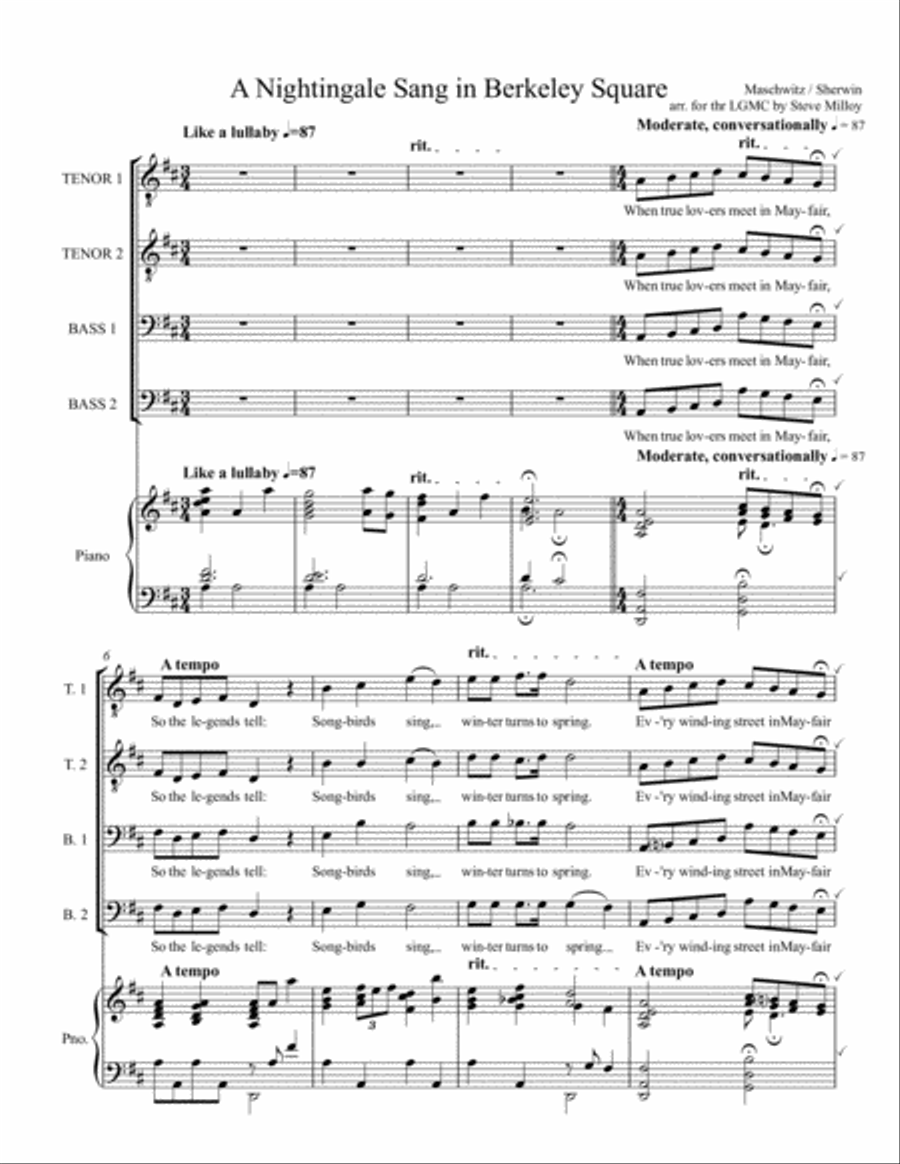 A Nightingale Sang In Berkeley Square TTBB scores gallery preview page 1