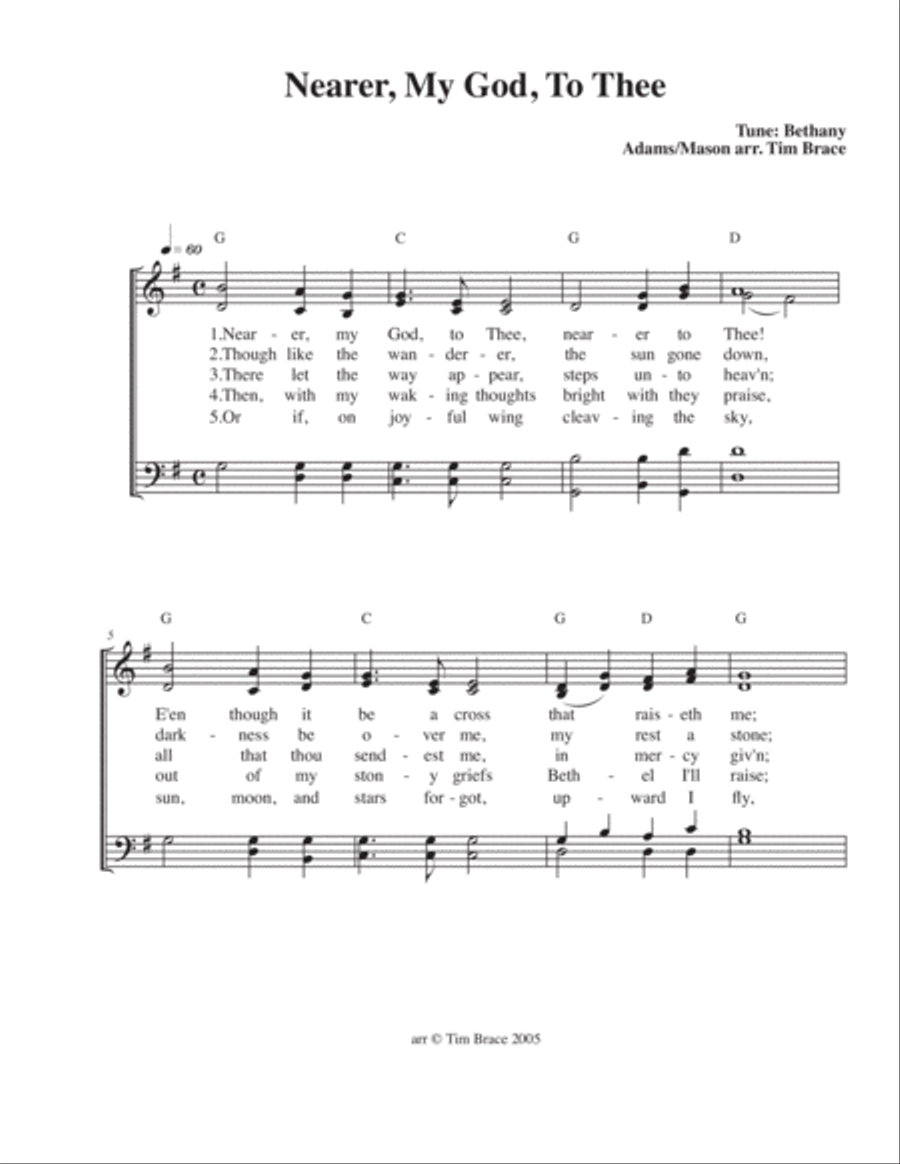 Nearer, My God, to Thee (SATB with chords) 4-Part scores gallery preview page 2