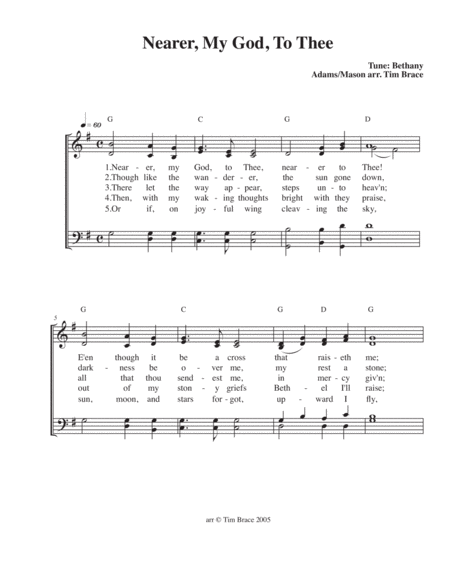 Nearer, My God, to Thee (SATB with chords) image number null