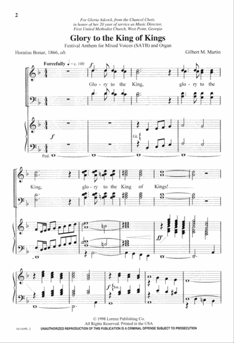 Glory to the King of Kings 4-Part scores gallery preview page 2
