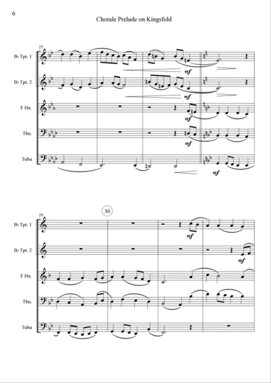 Chorale Prelude on Kingsfold - Brass Quintet Brass Quintet scores gallery preview page 6