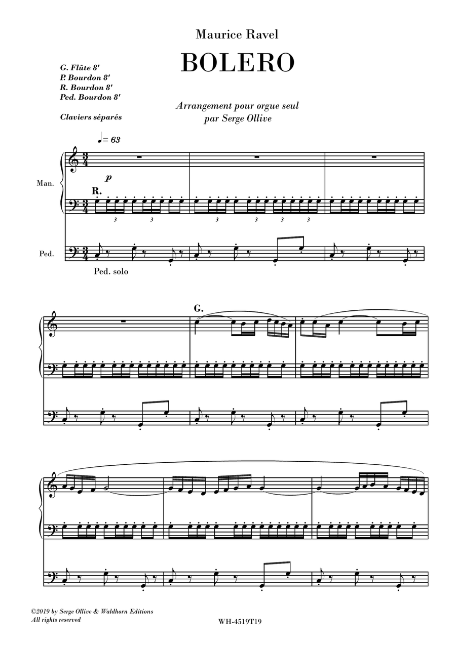 RAVEL / OLLIVE - BOLERO RAVEL / OLLIVE - BOLERO Organ Solo scores gallery preview page 2