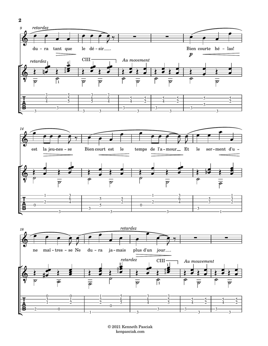 Chanson (for Voice and Guitar) Acoustic Guitar scores gallery preview page 4