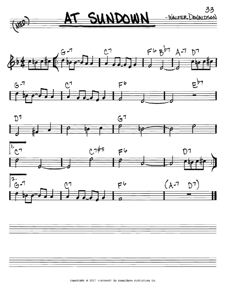 At Sundown At Sundown C Instrument scores gallery preview page 1