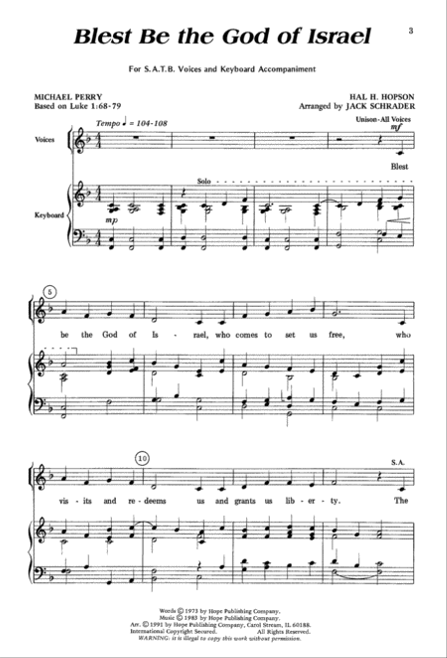 Blest Be the God of Israel 4-Part scores gallery preview page 2