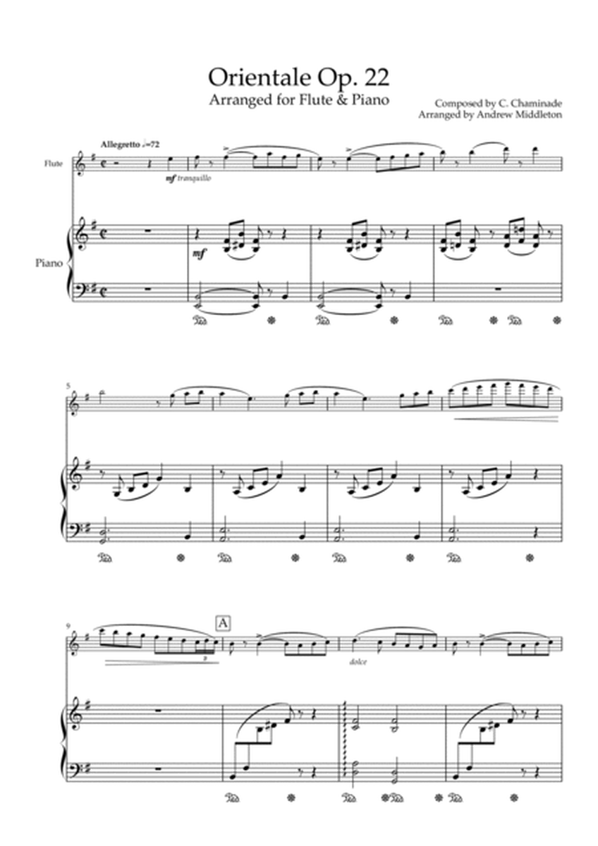 Orientale Op. 22 arranged for Flute and Piano image number null