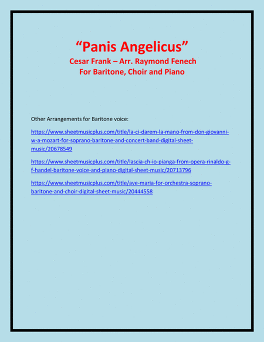 Panis Angelicus - Baritone (voice), Choir and Piano image number null