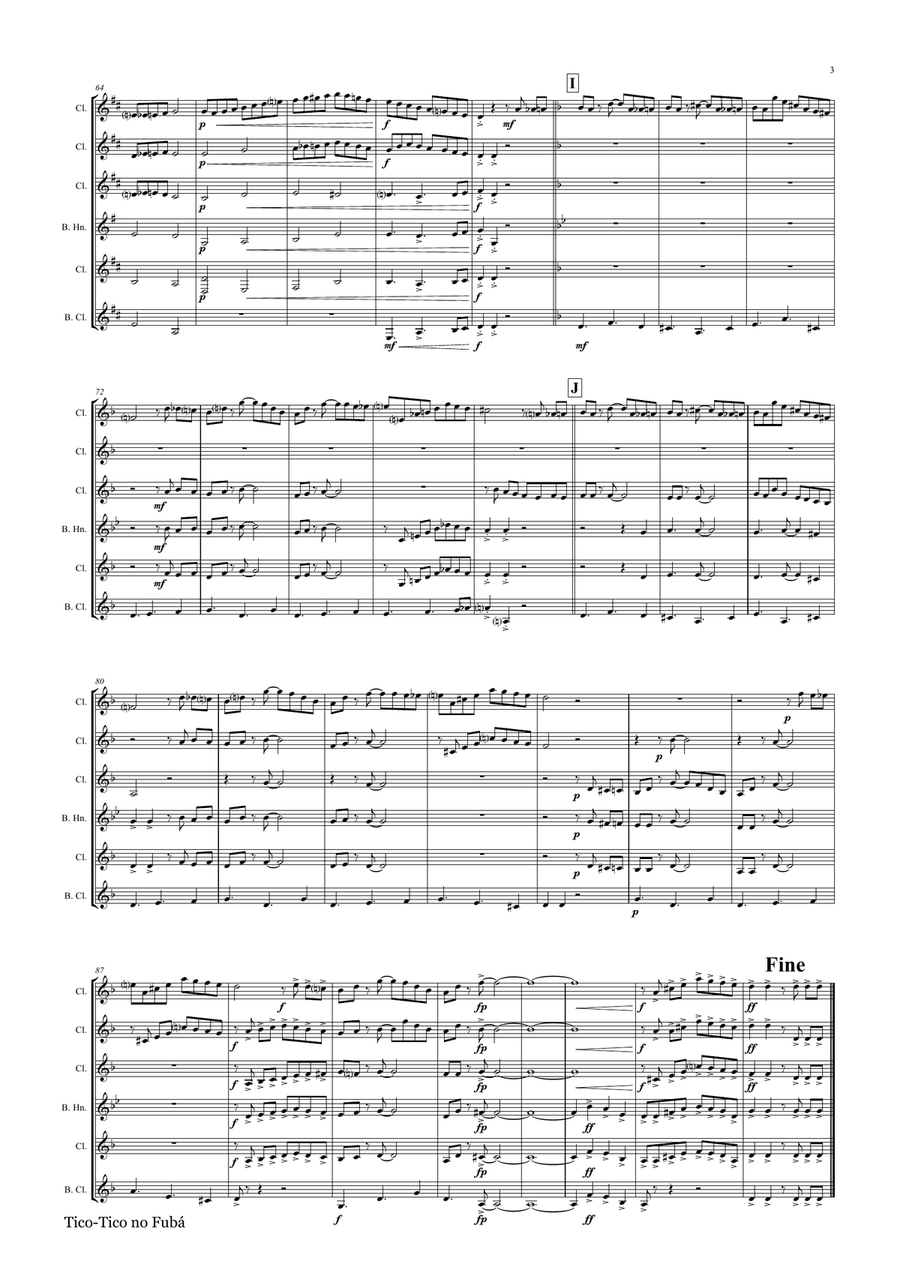 Tico-Tico no Fubá - Choro - Clarinet Quintet Clarinet Quintet scores gallery preview page 4