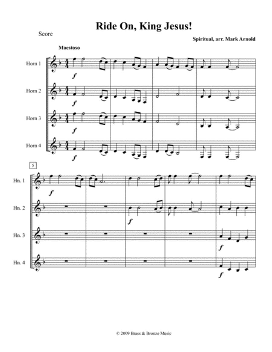 Ride On, King Jesus! Brass Ensemble scores gallery preview page 1