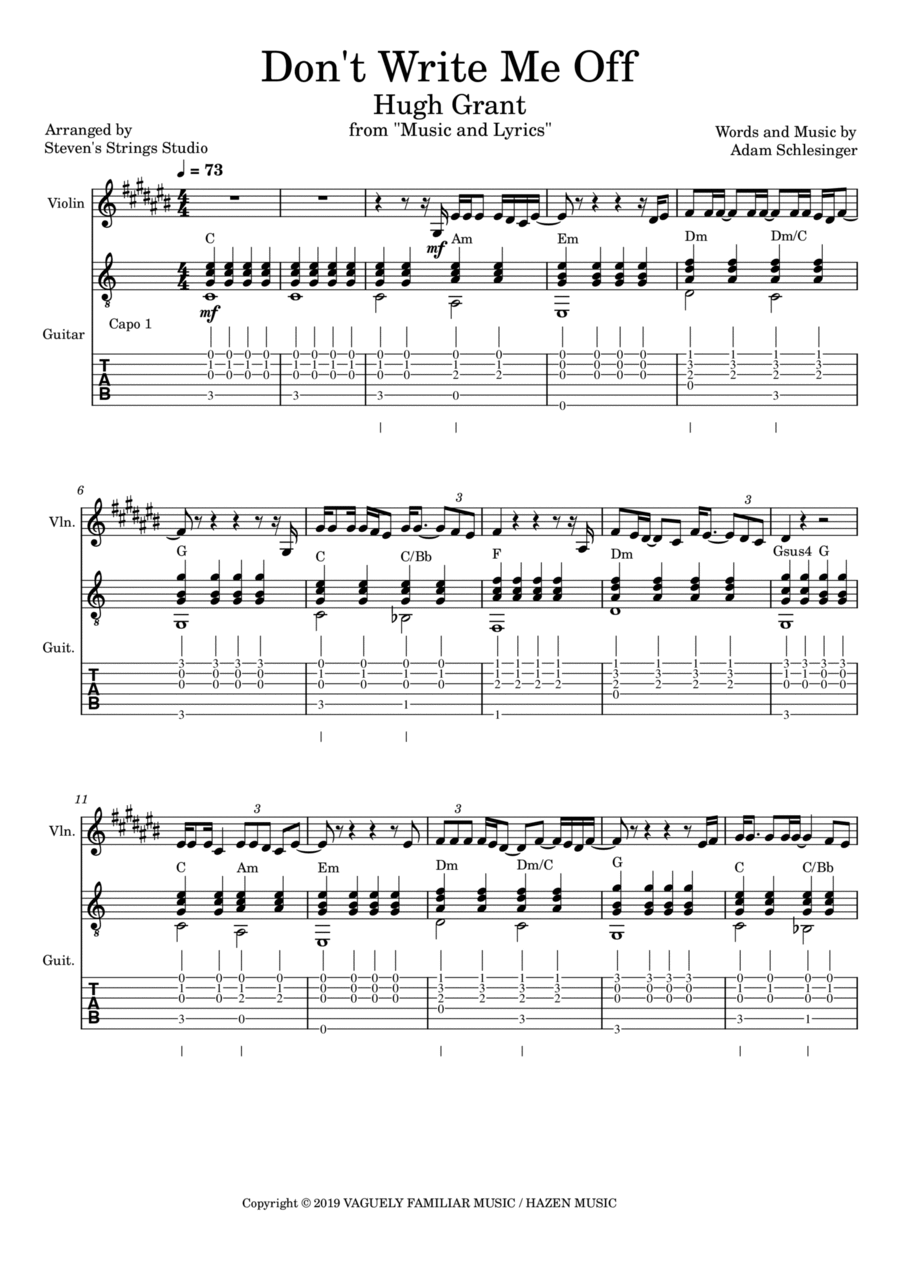 Don't Write Me Off String Duet scores gallery preview page 1