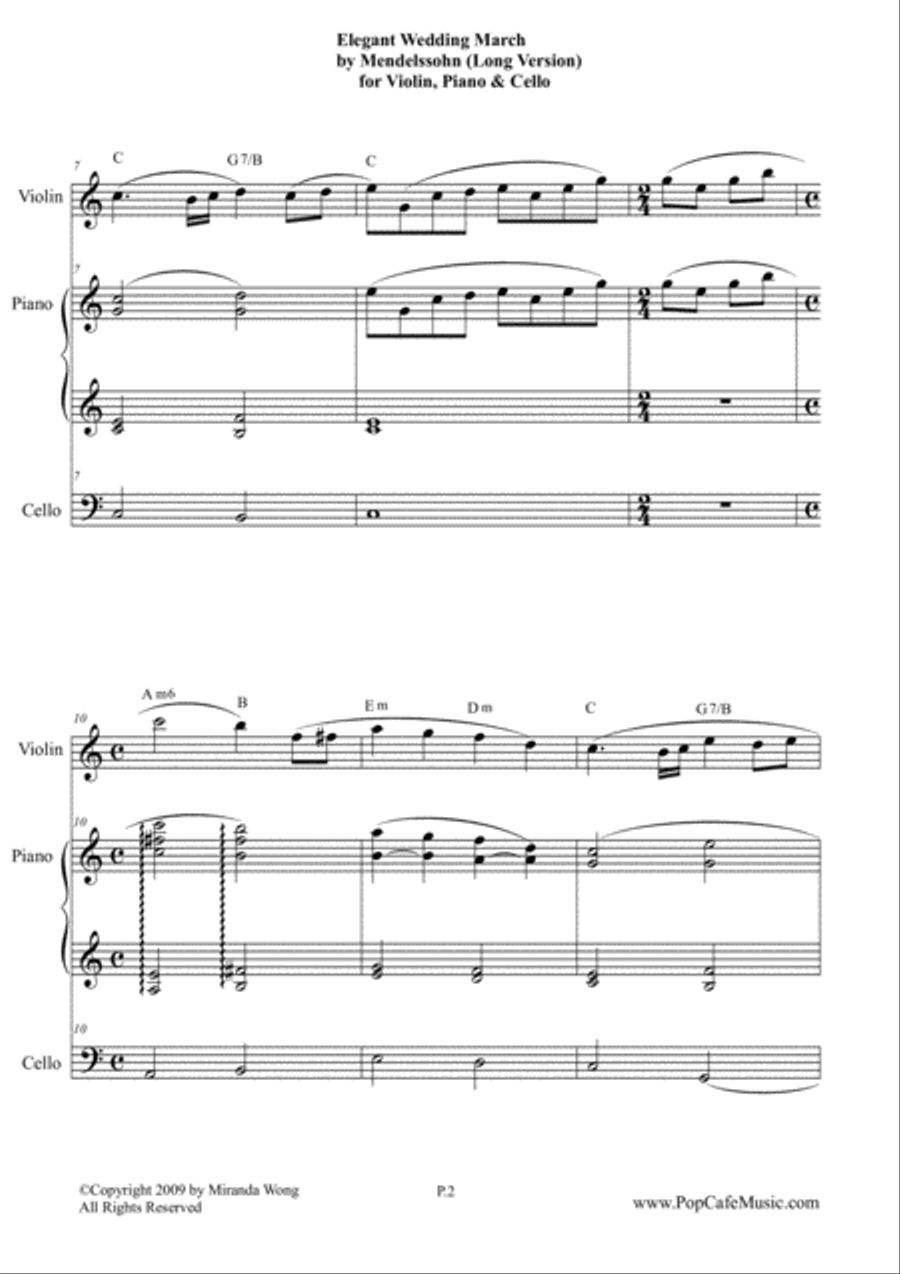 Elegant Wedding March (Long Version) for Violin, Piano & Cello Piano Trio scores gallery preview page 2