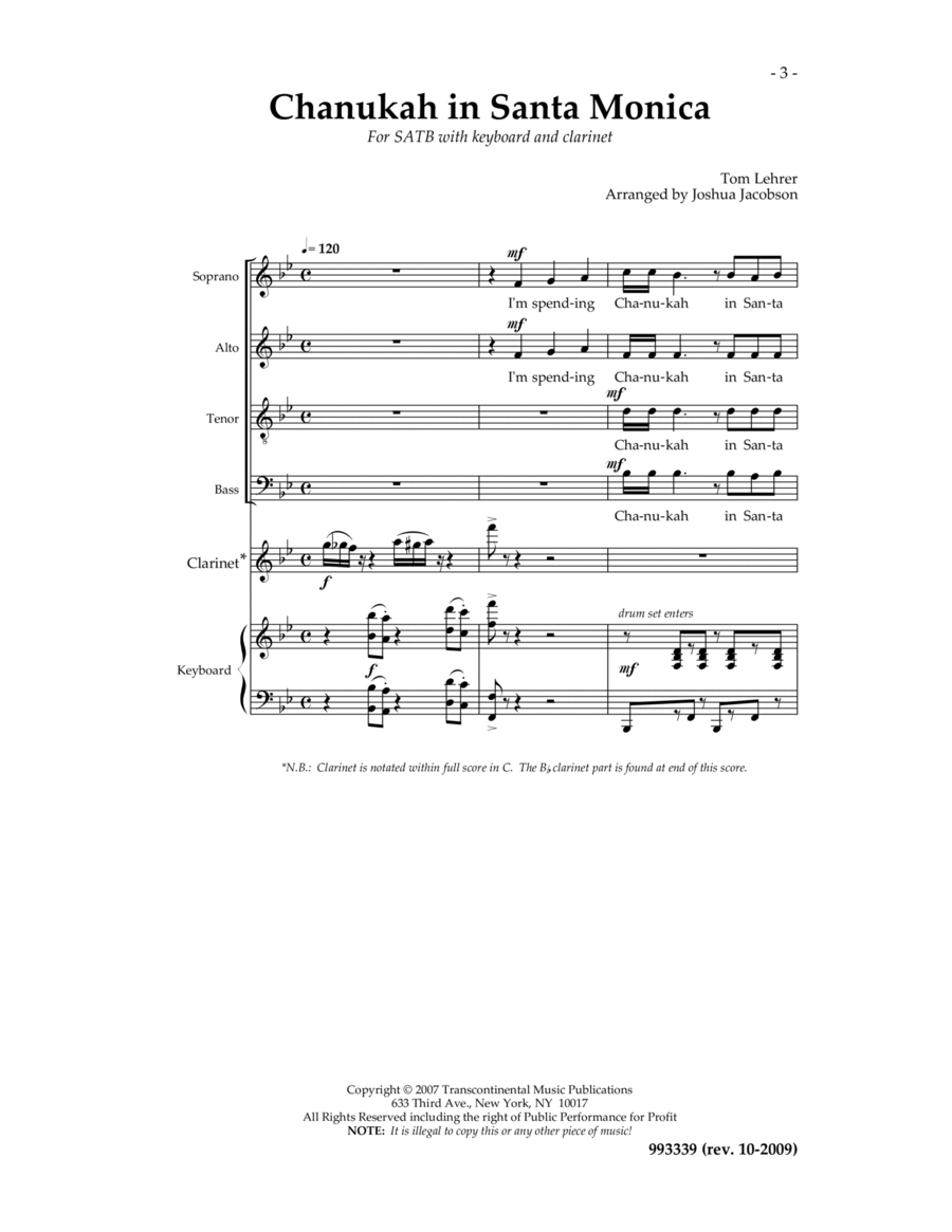 Chanukah in Santa Monica Chanukah in Santa Monica 4-Part scores gallery preview page 1