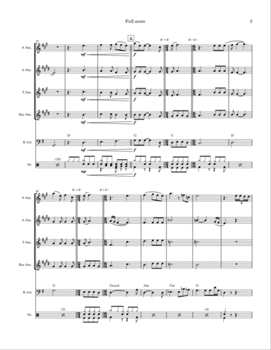Dedicated To The One I Love Saxophone Quartet scores gallery preview page 3