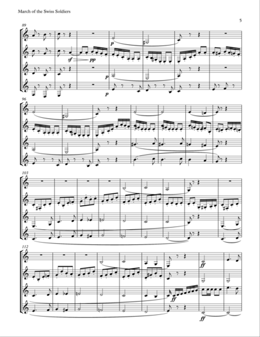 Rossini: March of the Swiss Soldiers from William Tell Overture for Horn Quartet French Horn Quartet scores gallery preview page 5