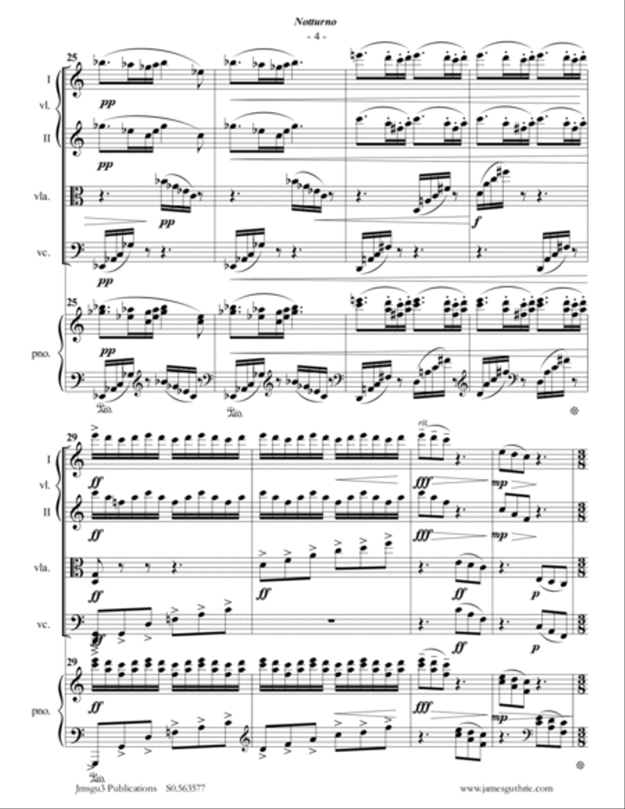 Grieg: Notturno Op. 54 No. 4 for Piano Quintet Piano Quintet scores gallery preview page 4
