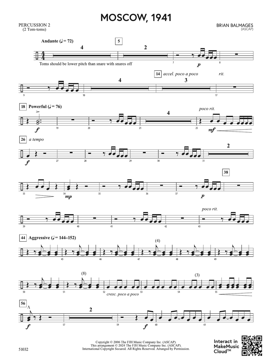 Moscow, 1941: 2nd Percussion Percussion scores gallery preview page 1