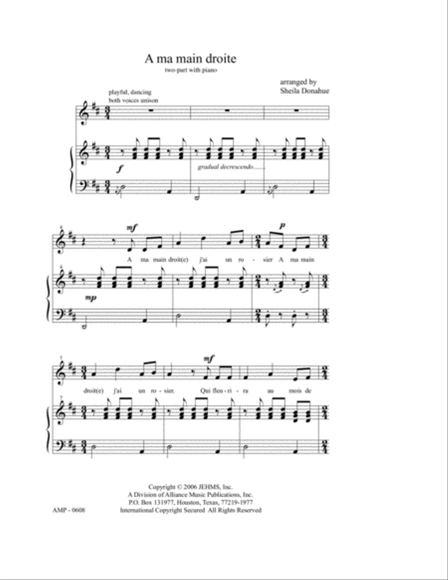 A ma main droite A ma main droite 2-Part scores gallery preview page 2