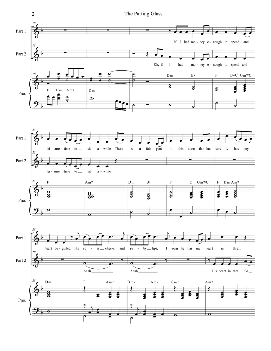 The Parting Glass (for 2-part choir) 2-Part scores gallery preview page 2