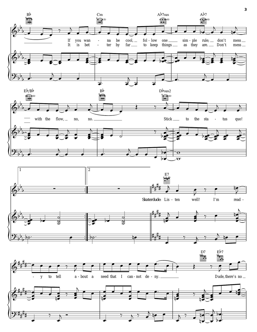 Stick To The Status Quo Piano, Vocal, Guitar scores gallery preview page 3