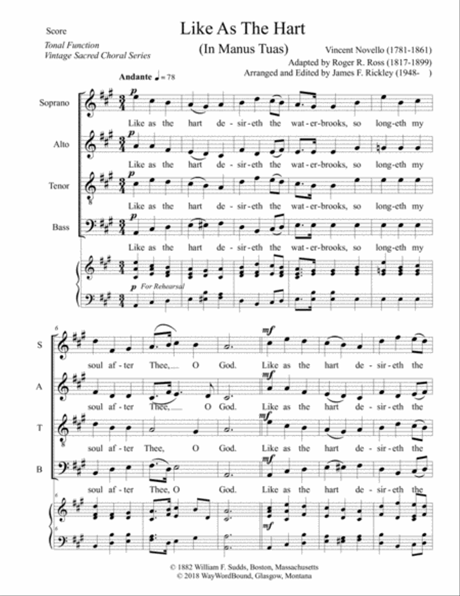 Like As The Hart (In Manus Tuas) 4-Part scores gallery preview page 1