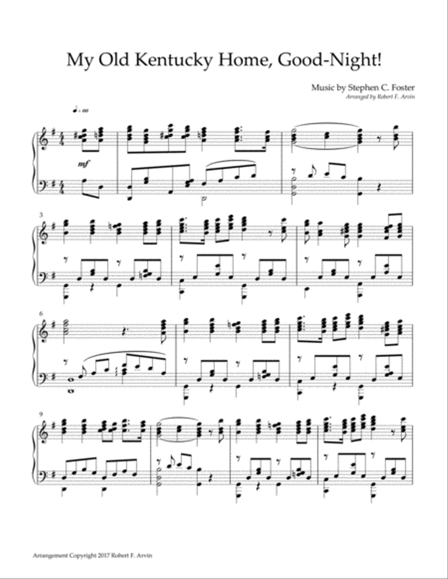 My Old Kentucky Home, Good‑Night! Piano Solo scores gallery preview page 1