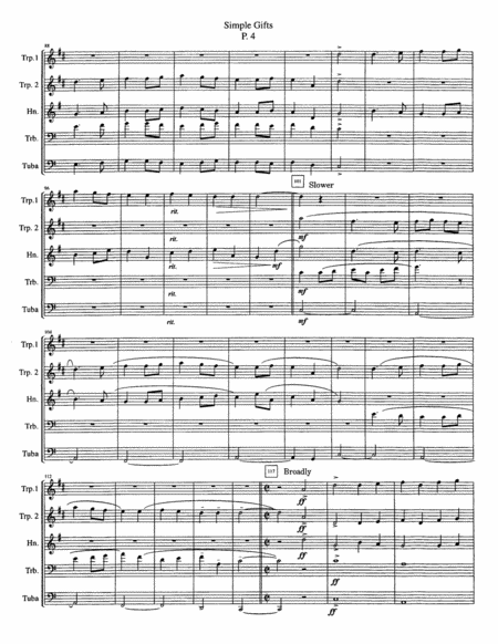 Simple Gifts Shaker Hymn for Brass Quintet by Jari A. Villanueva Horn - Digital Sheet Music