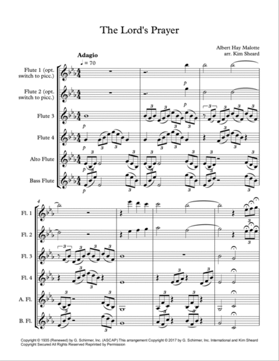 The Lord's Prayer Woodwind Ensemble scores gallery preview page 2