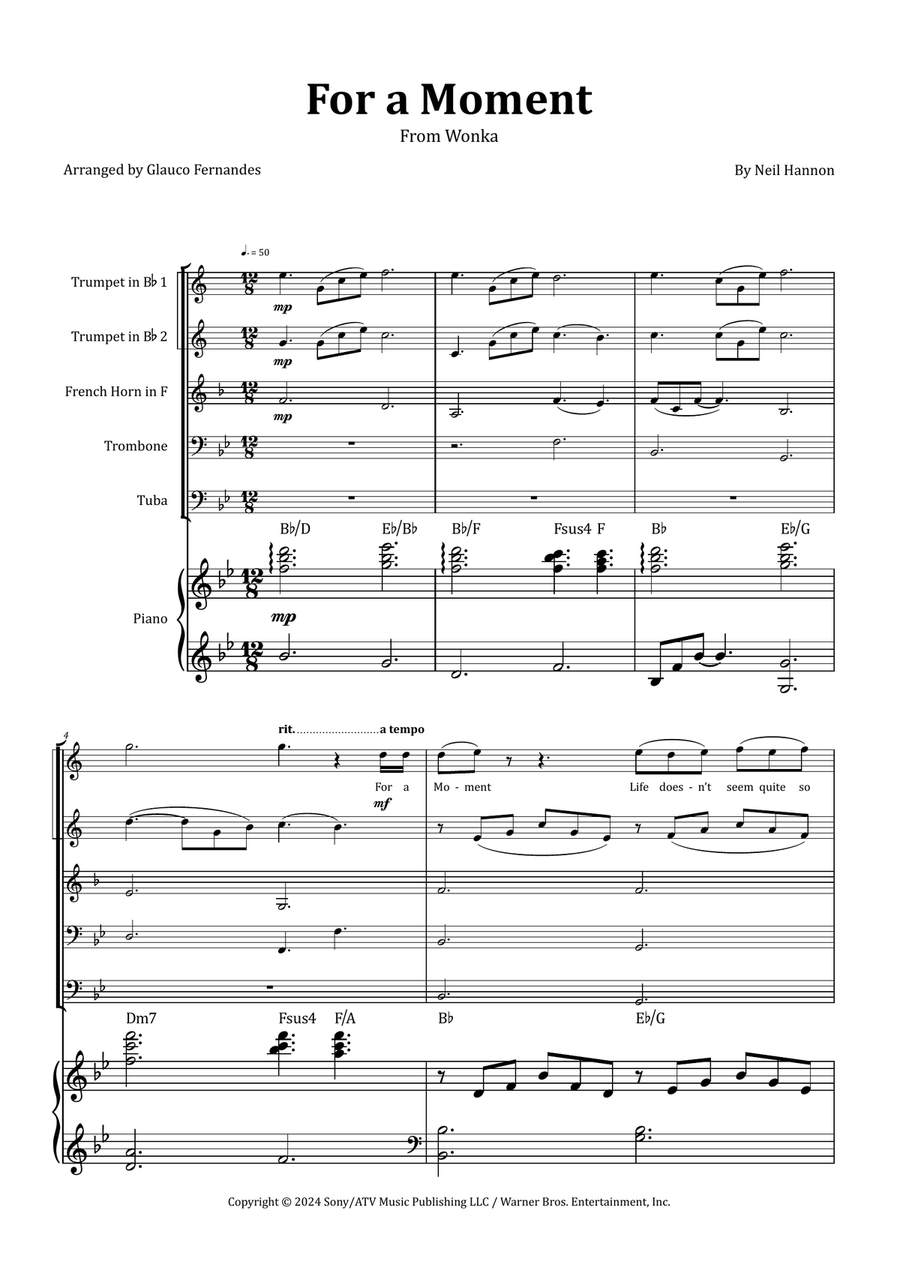 For A Moment Brass Quintet scores gallery preview page 1