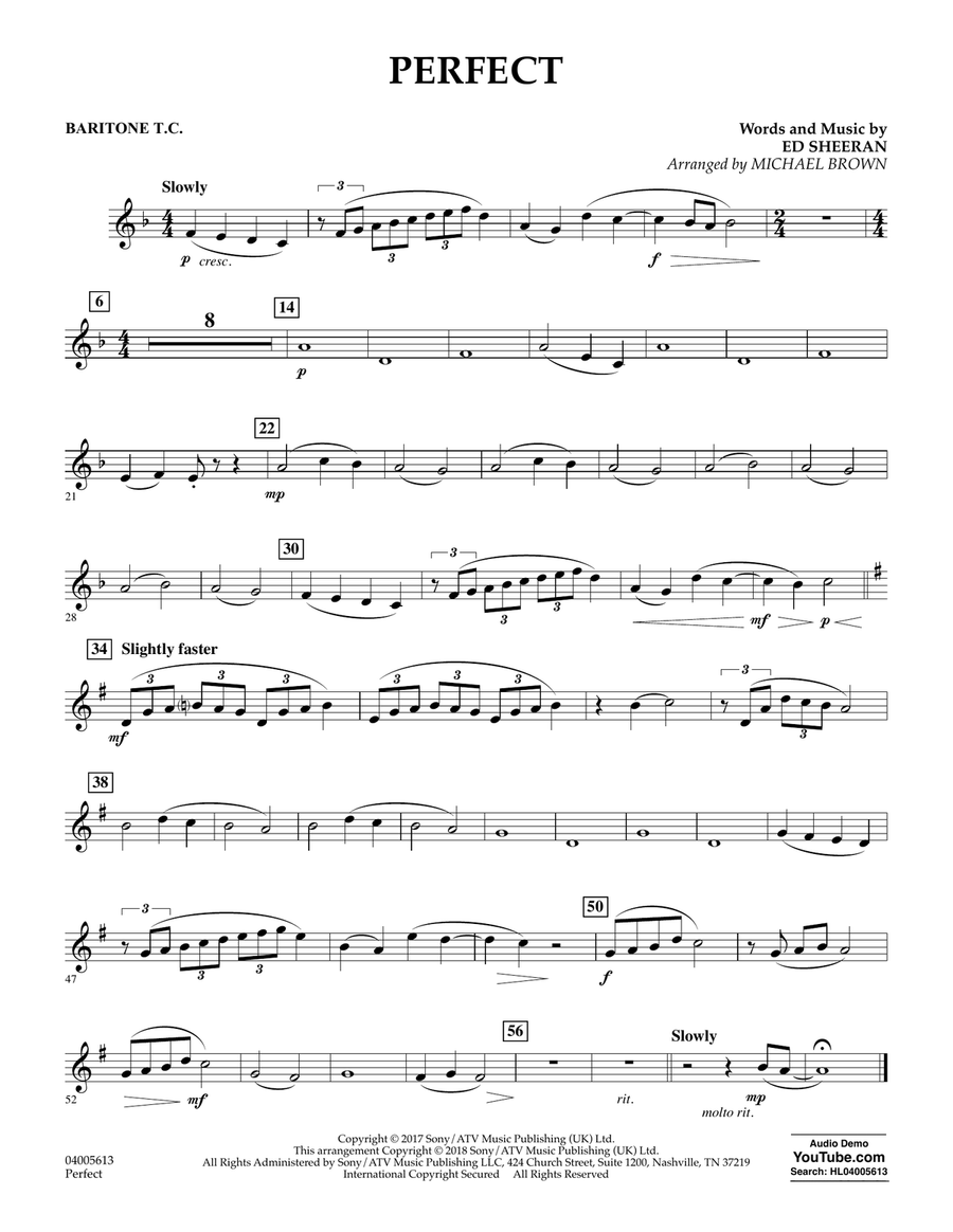 Perfect (arr. Michael Brown) - Baritone T.C. Concert Band scores gallery preview page 1