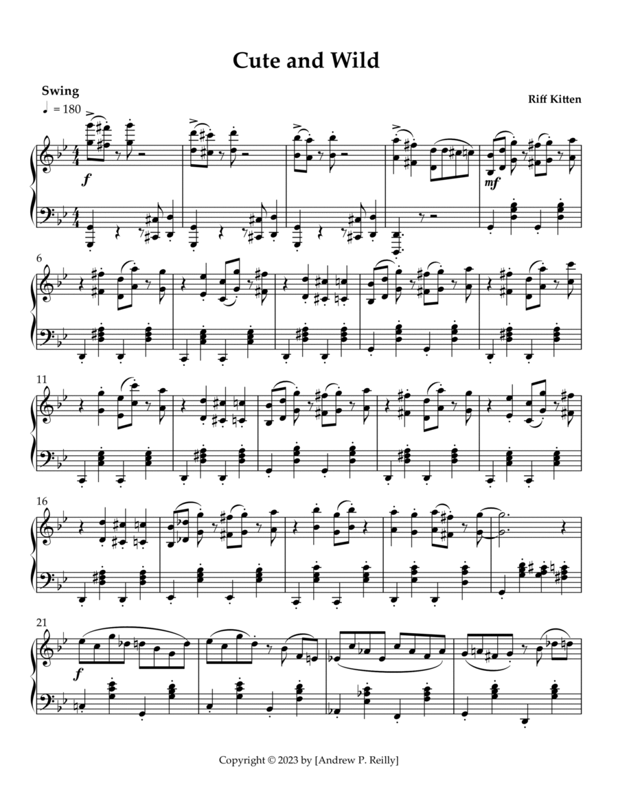 Cute and Wild Piano Solo scores gallery preview page 1