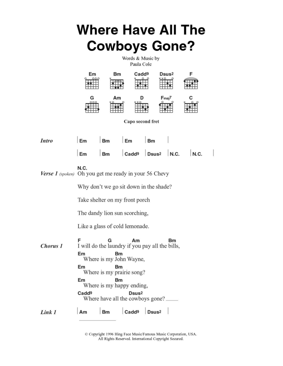 Where Have All The Cowboys Gone? Acoustic Guitar scores gallery preview page 1
