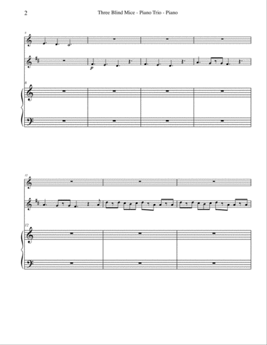 Three Blind Mice for Flute, Clarinet & Piano Woodwind Duet scores gallery preview page 2