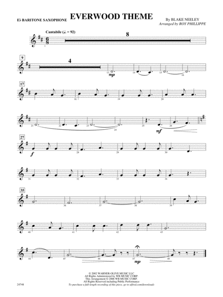 Everwood Theme: E-flat Baritone Saxophone