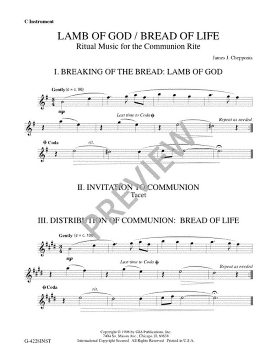 Lamb of God / Bread of Life - Instrument edition