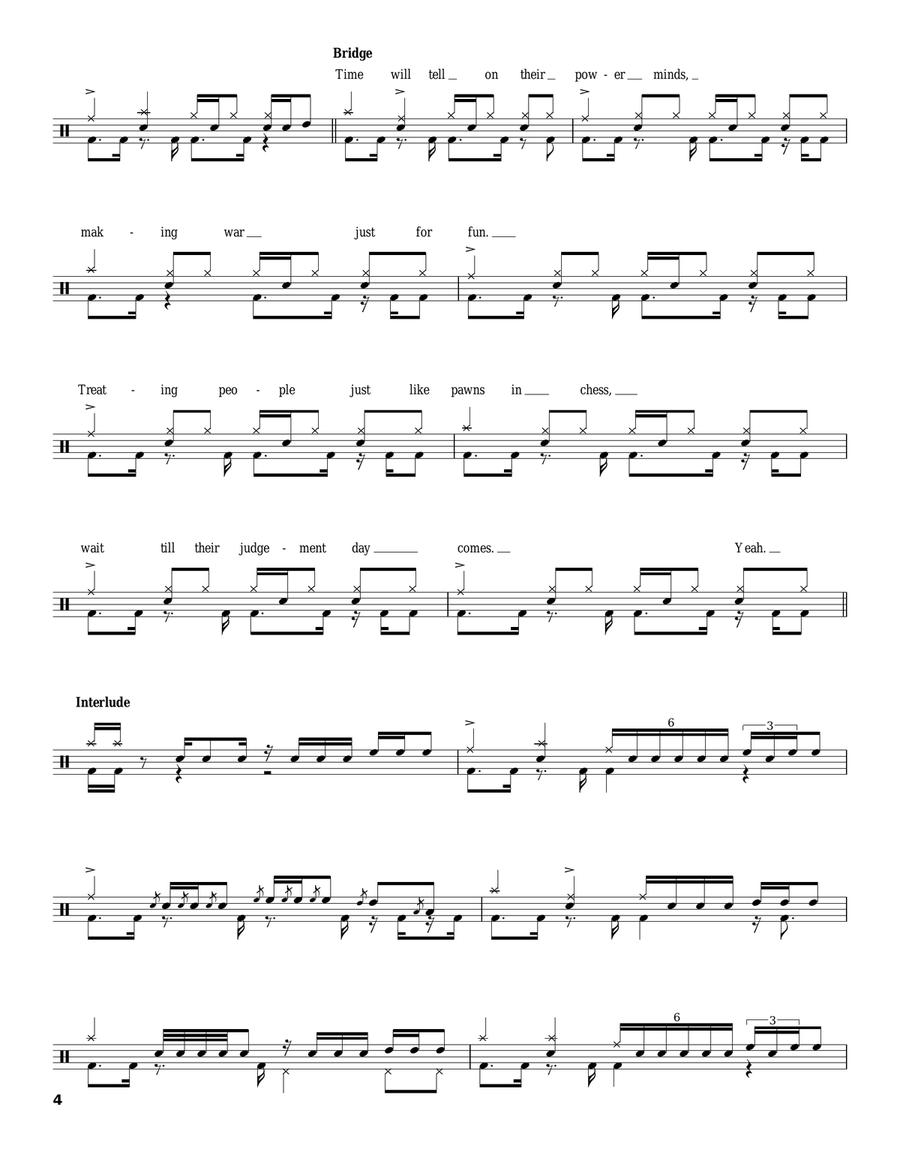 War Pigs (Interpolating Luke's Wall) Drum Set scores gallery preview page 4