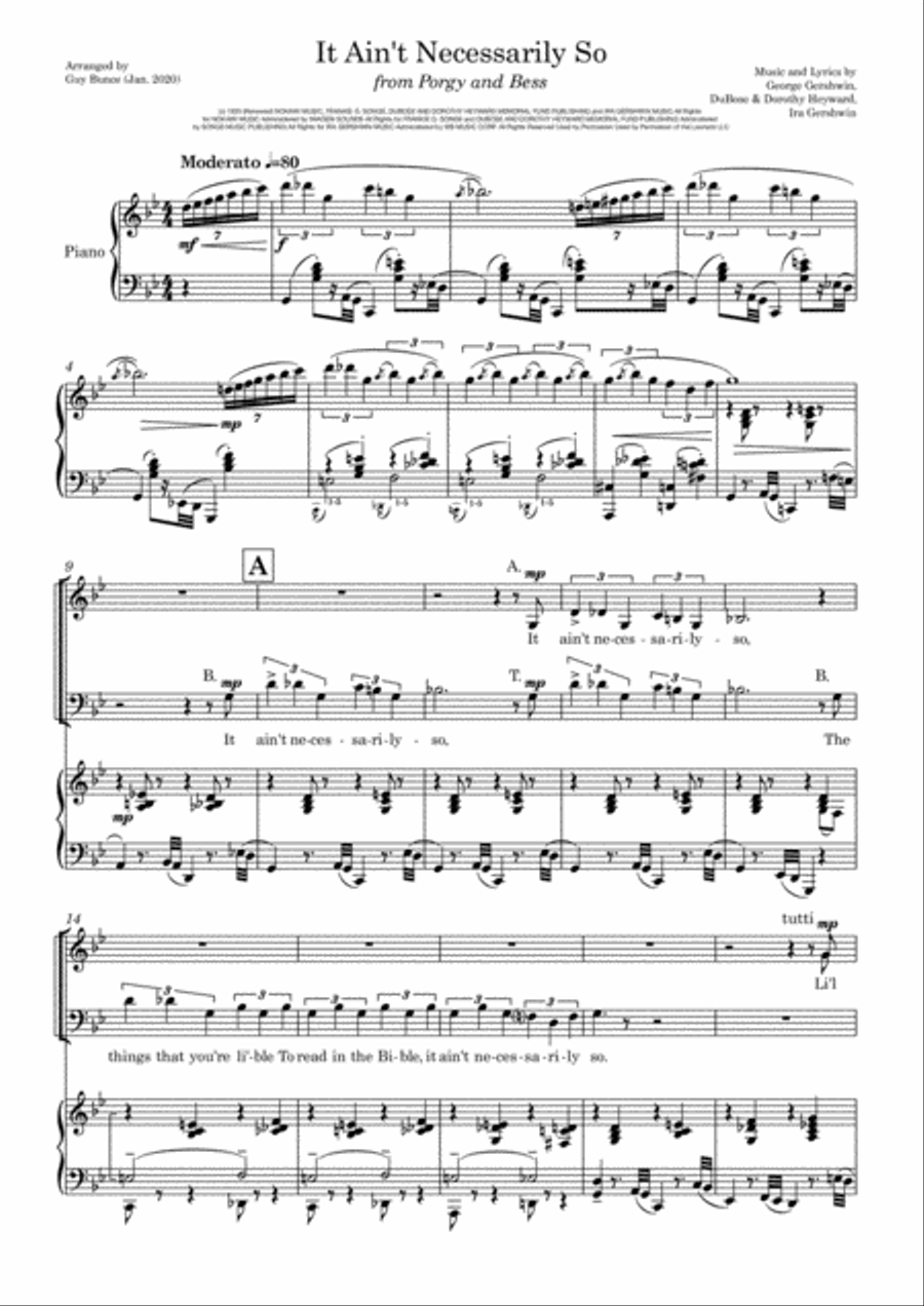 It Ain't Necessarily So from PORGY AND BESS 4-Part scores gallery preview page 1
