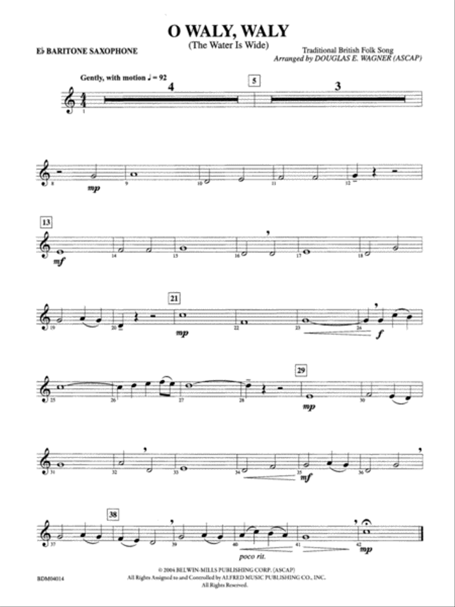 O Waly, Waly (The Water Is Wide): E-flat Baritone Saxophone Concert Band scores gallery preview page 1