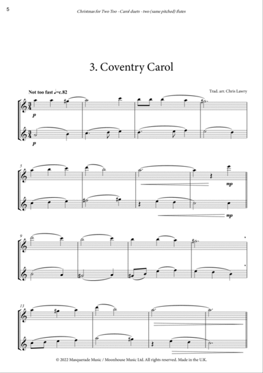Christmas for Two Too! - 7 easy Christmas duets for flute duet Flute Duet scores gallery preview page 6