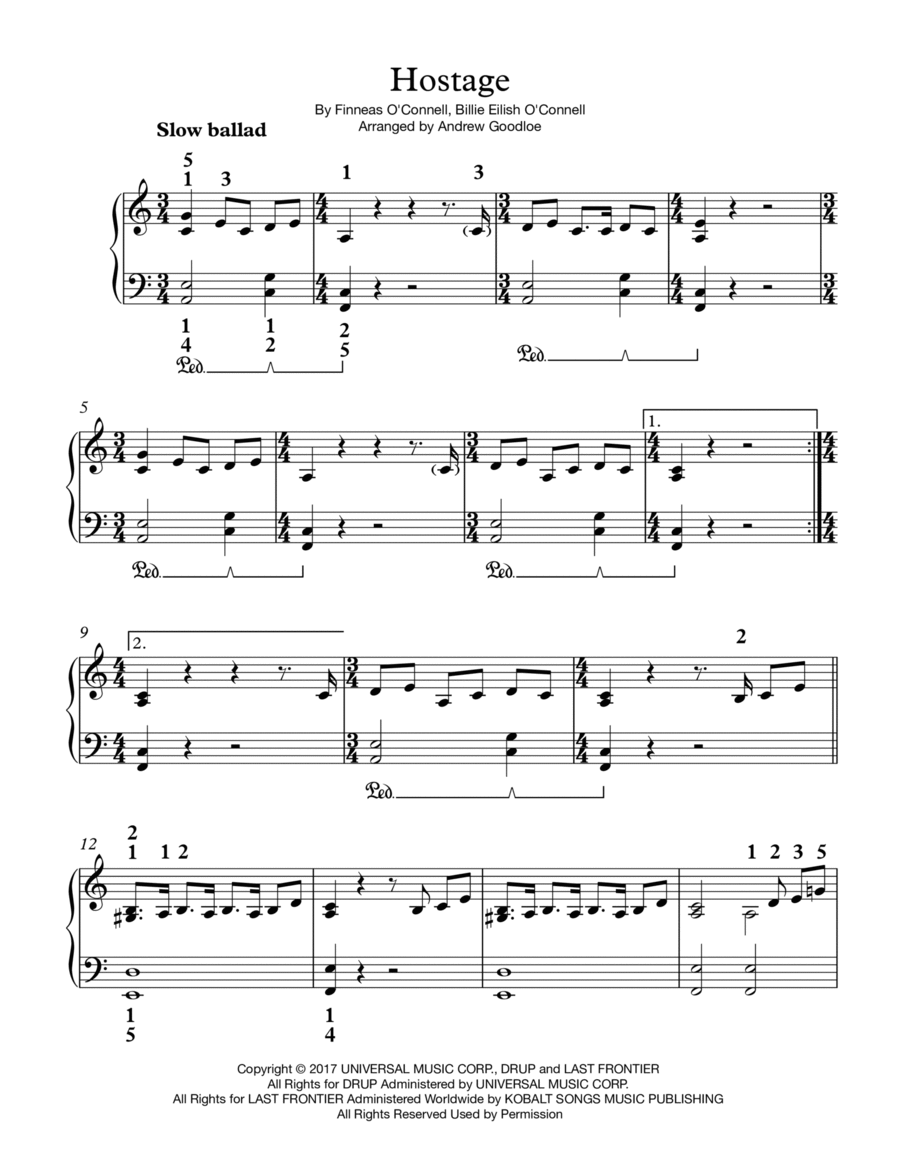 Hostage Piano Solo scores gallery preview page 1