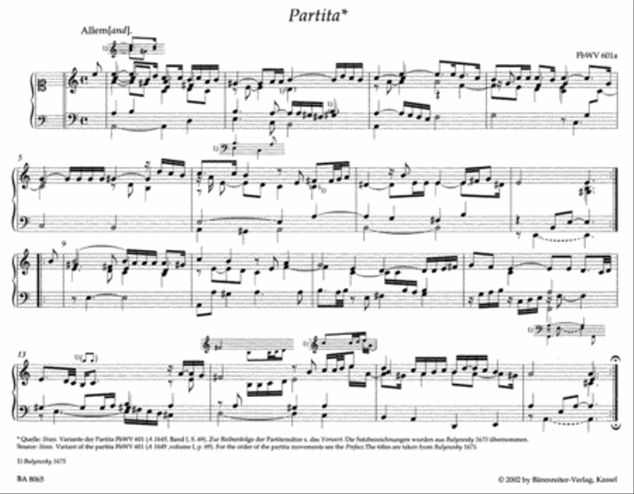 Clavier- und Orgelwerke abschriftlicher ueberlieferung: Partiten und Partitensaetze, Teil 1a