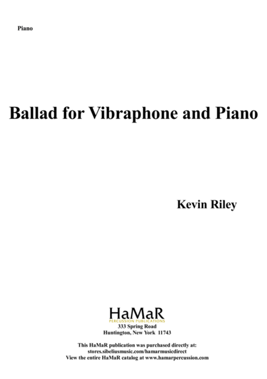 Ballad for Vibraphone & Piano Piano Accompaniment scores gallery preview page 1