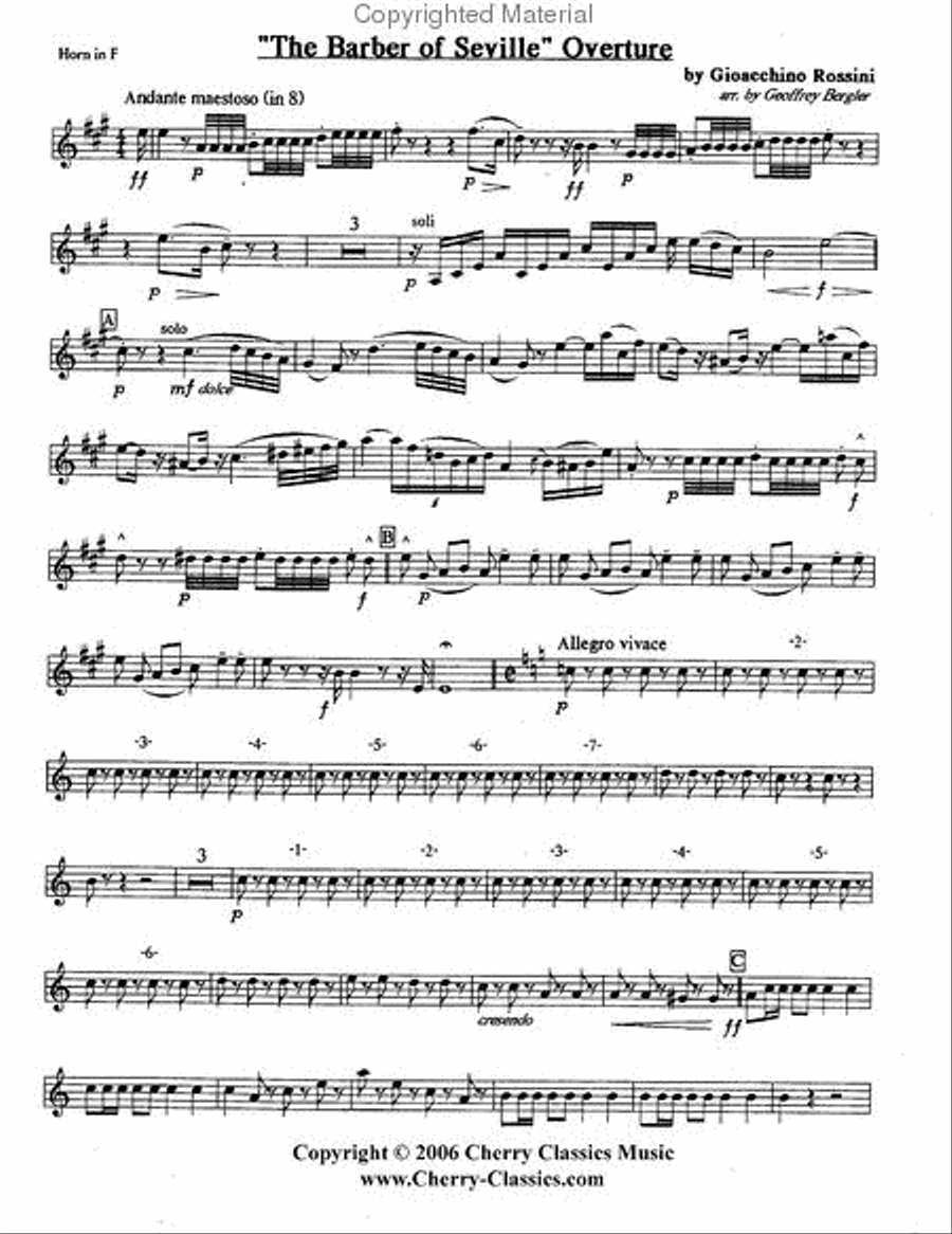 Barber of Seville Overture Brass Quintet scores gallery preview page 7