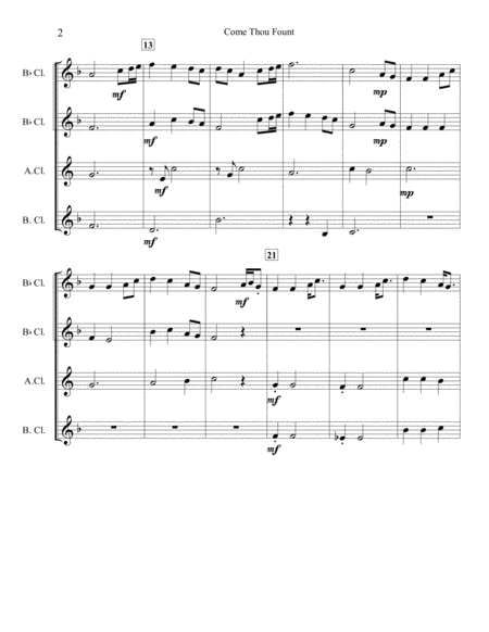 Come Thou Fount of Every Blessing (Clarinet Quartet) image number null
