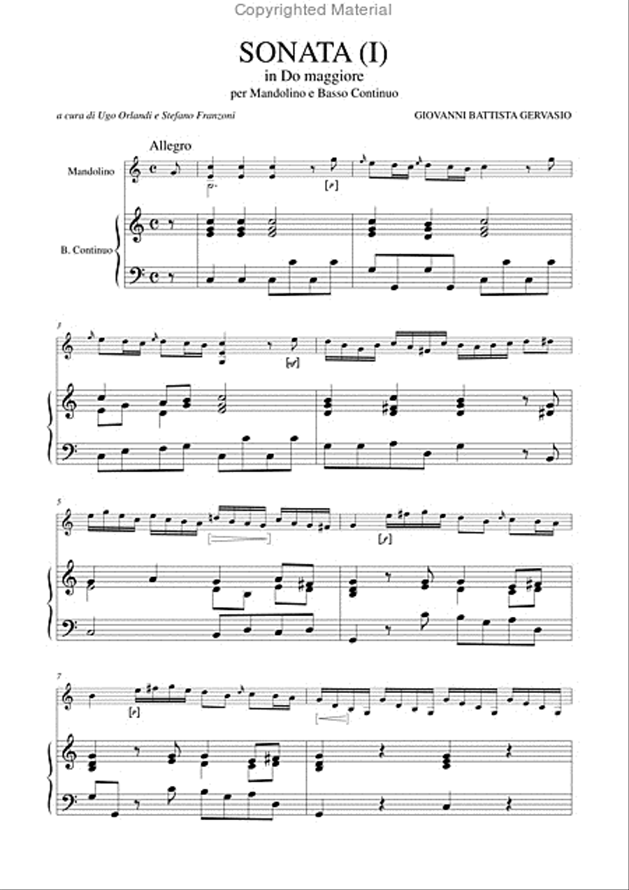 Sonata (I) in C Major for Mandolin and Continuo Mandolin scores gallery preview page 2