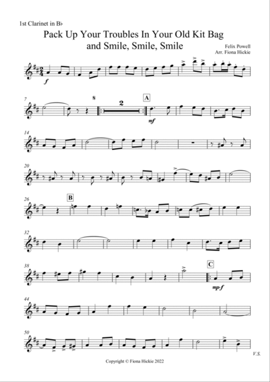 Pack Up Your Troubles In Your Old Kit-Bag Clarinet Quartet scores gallery preview page 6