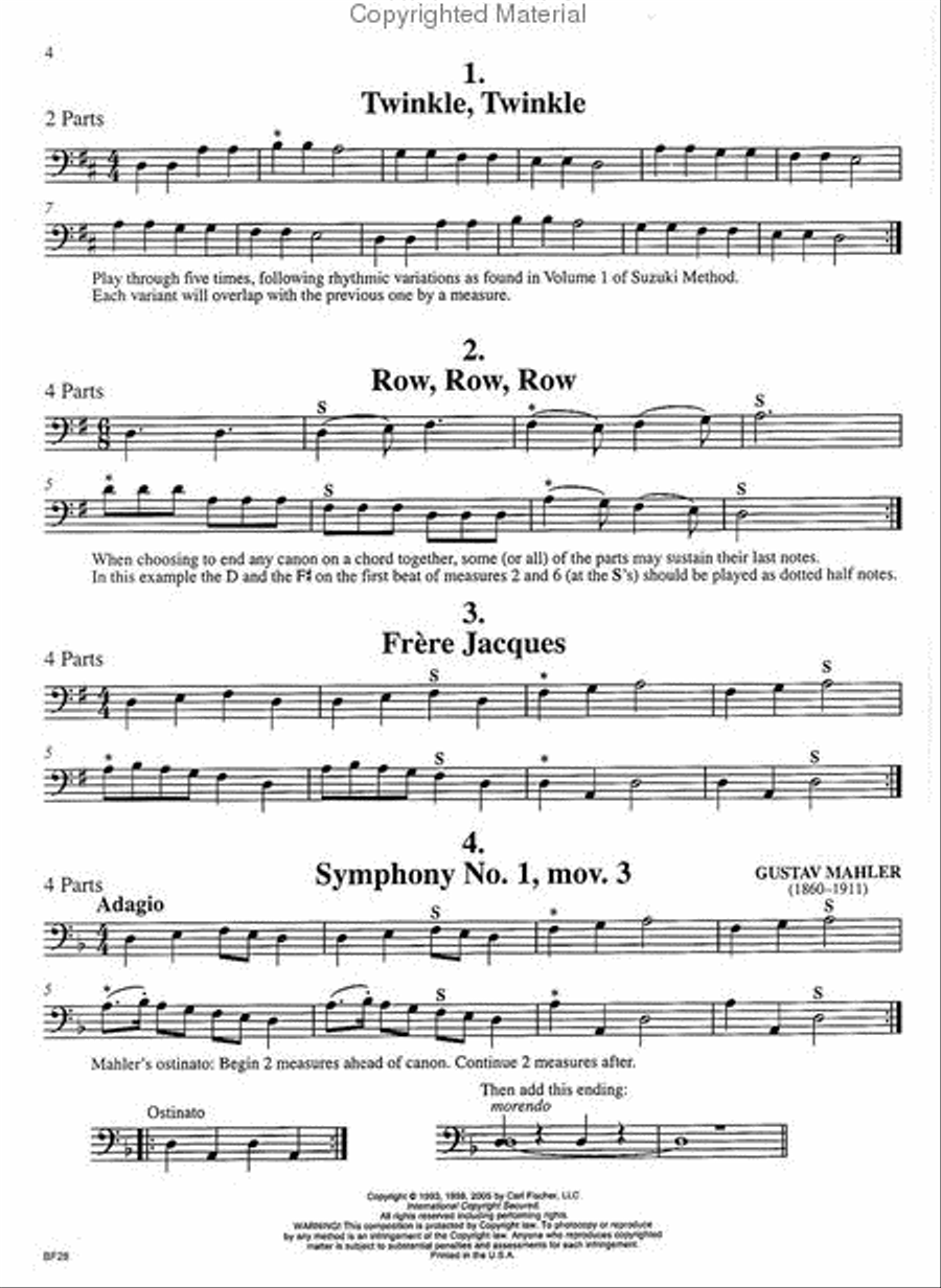 Canons For Any Combination of Stringed Instruments Double Bass scores gallery preview page 2