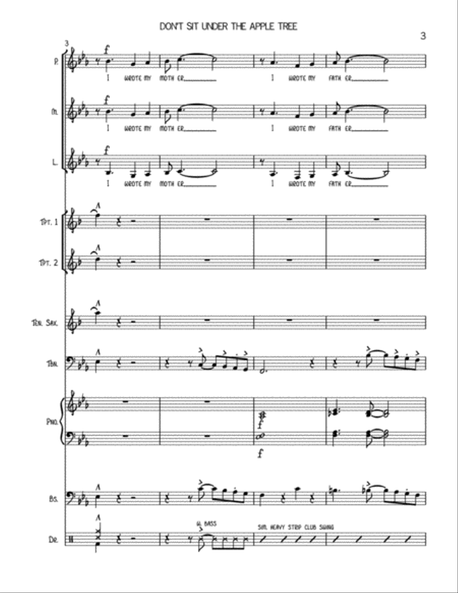 Don't Sit Under The Apple Tree (with Anyone Else But Me) Large Ensemble scores gallery preview page 3