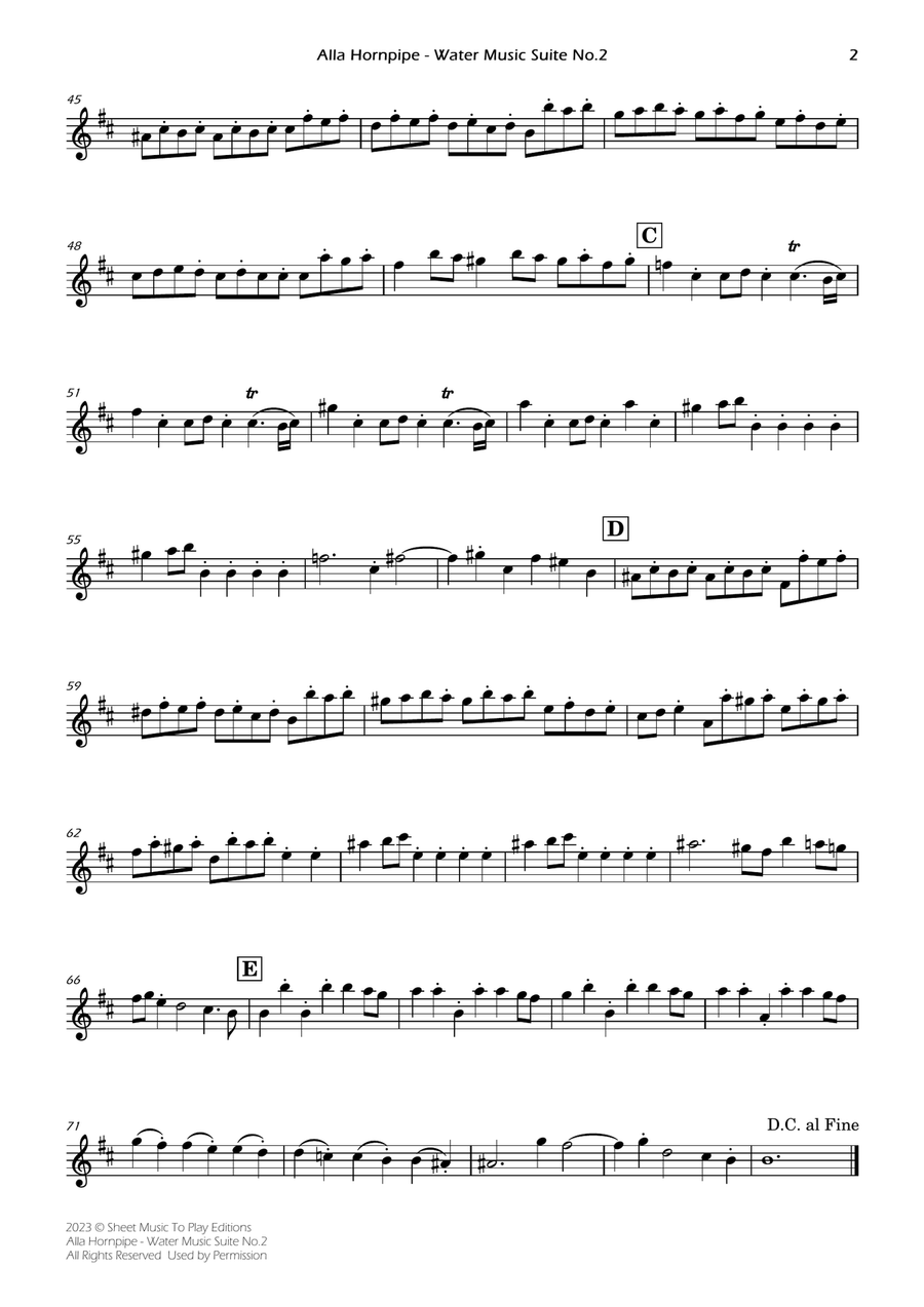 Alla Hornpipe by Handel - String Quartet and Piano (Individual Parts) Piano Quintet scores gallery preview page 2